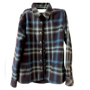 ORVIS Women's Shirt Jacket Size Small Plaid Blue Multi-Color Snap Up Lined